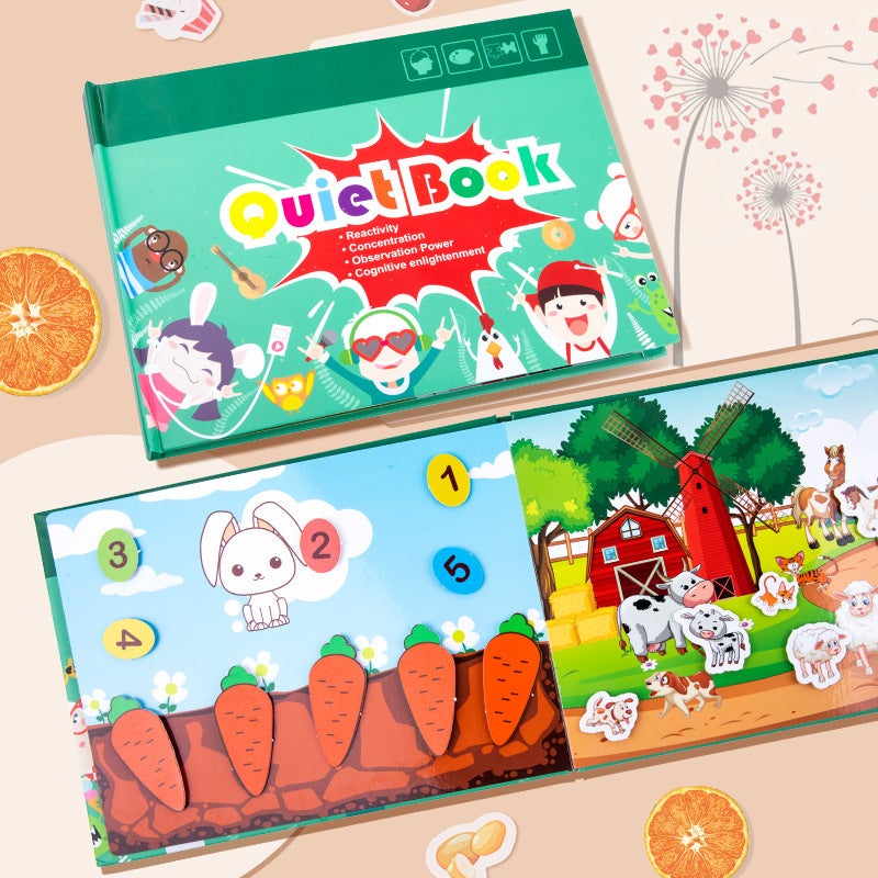 Children'S Early Education Enlightenment Quiet Paste Book Toys Handmade Material Bag Educational Toys Baby Sticker Book - Image 1